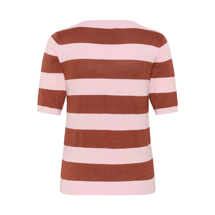 Kaffe KAregina Stripe V-neck Pullover | Ballerina/Henna