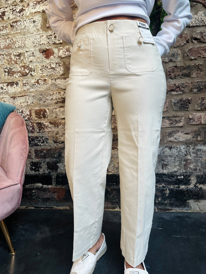 Pinns Ecru Wide Leg Culotte With Button Feature
