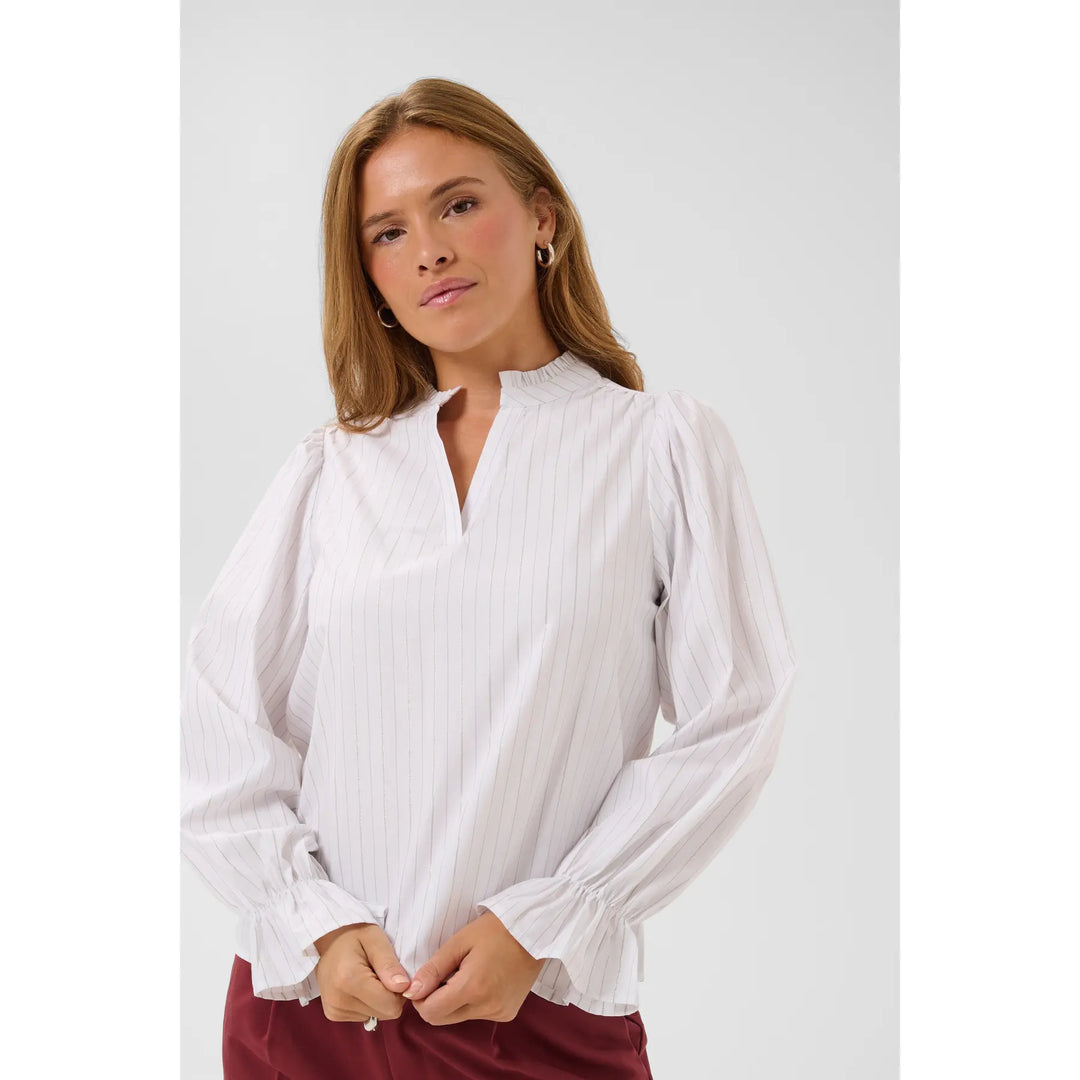 Kaffe Kaellie Blouse | Chalk/Silver Stripe