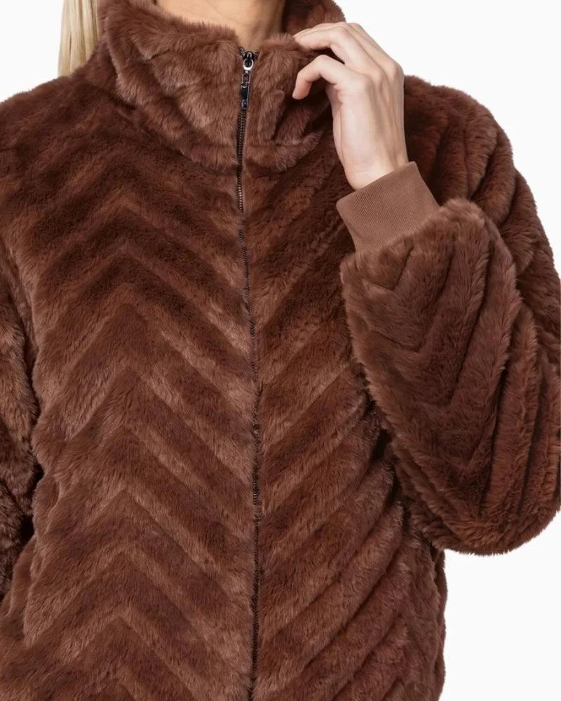 Monari Faux Fur Jacket | Dark Tiramisu
