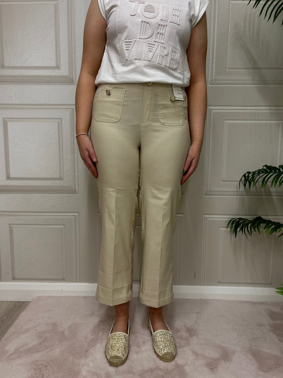 Pinns 638C ECRU Wide Leg Culotte