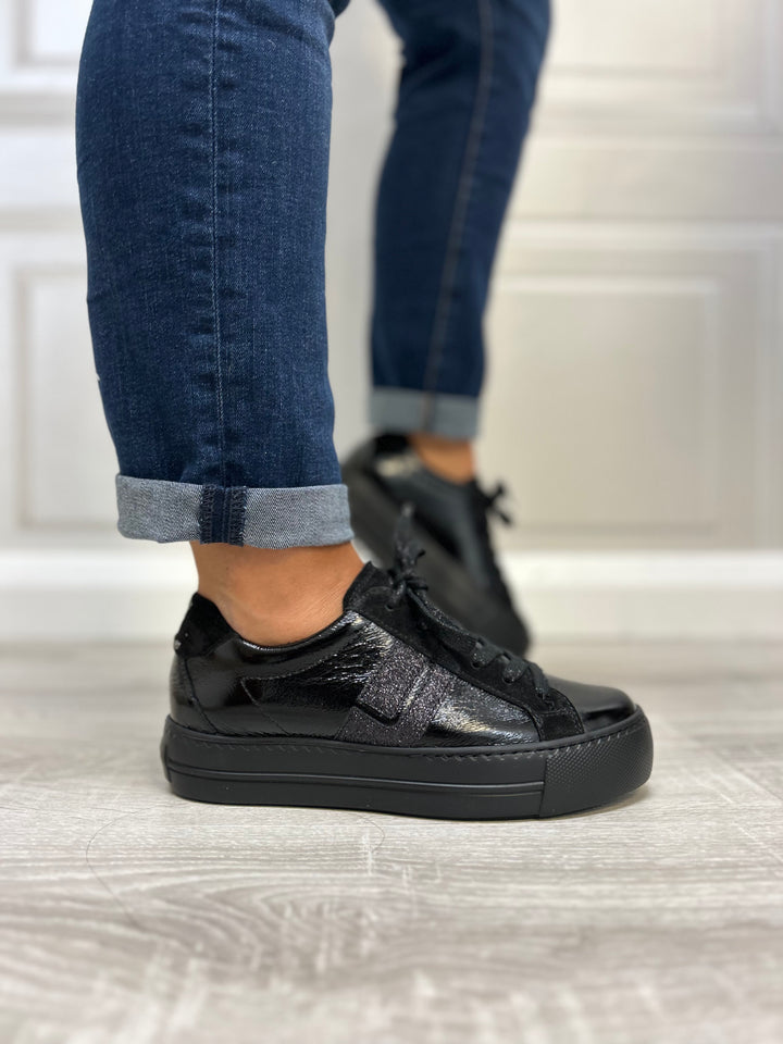 Paul Green Glossy Calf/Giltter Black Runner