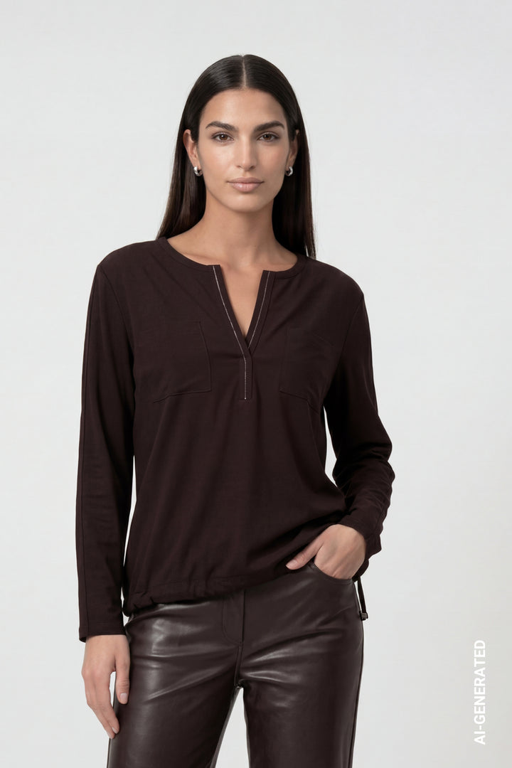 Monari Black Coffee Jewelry Blouse