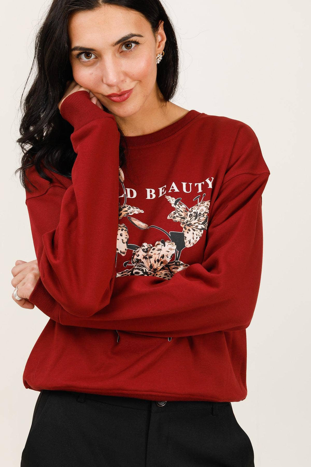 Wild Beauty Crew neck Sweatshirt Bordeaux