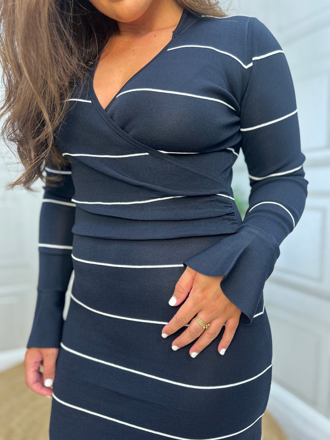 French Connection Ottie Knitted Stripe Maxi Dress