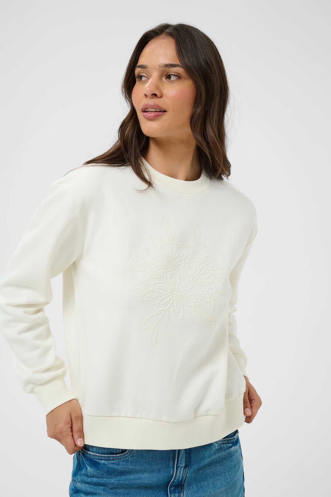 Kaffe Kadeliva Sweatshirt | Whisper White