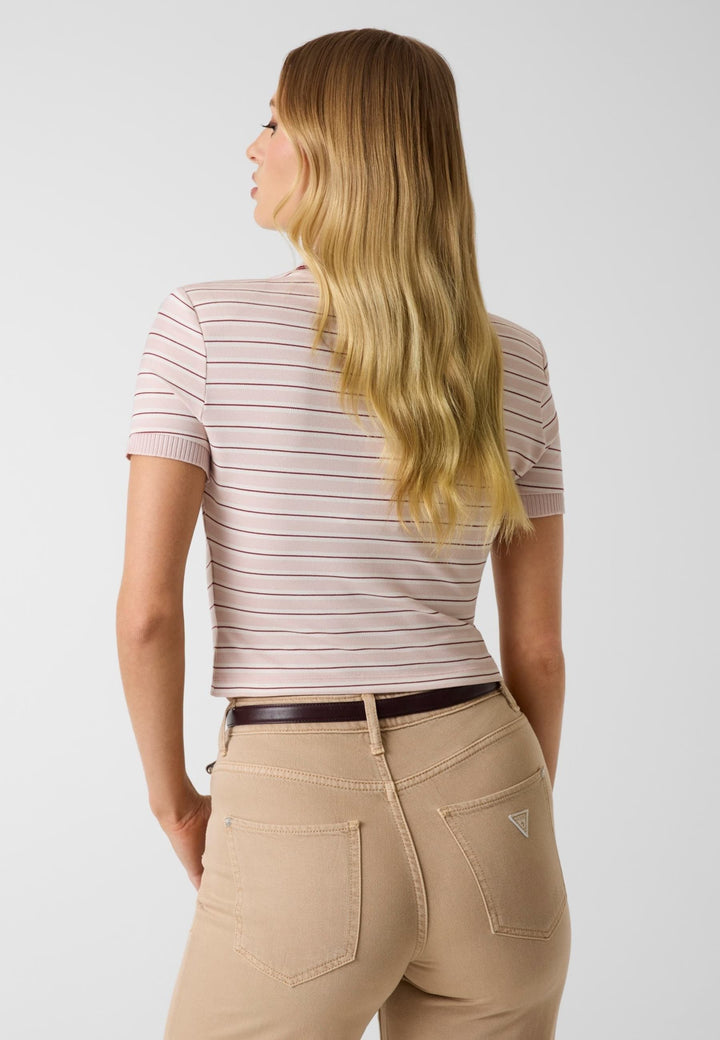 Guess Ludovica Striped Dusky Pink Polo