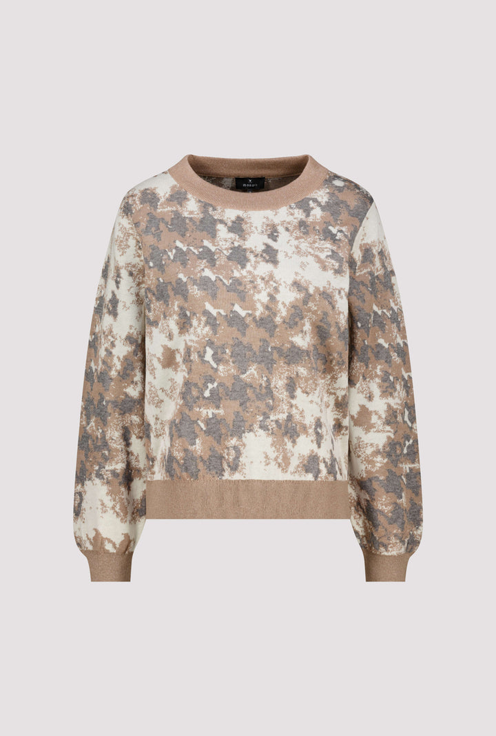 Monari Brown Sugar Houndstooth Jacquard Pattern Knitted Jumper