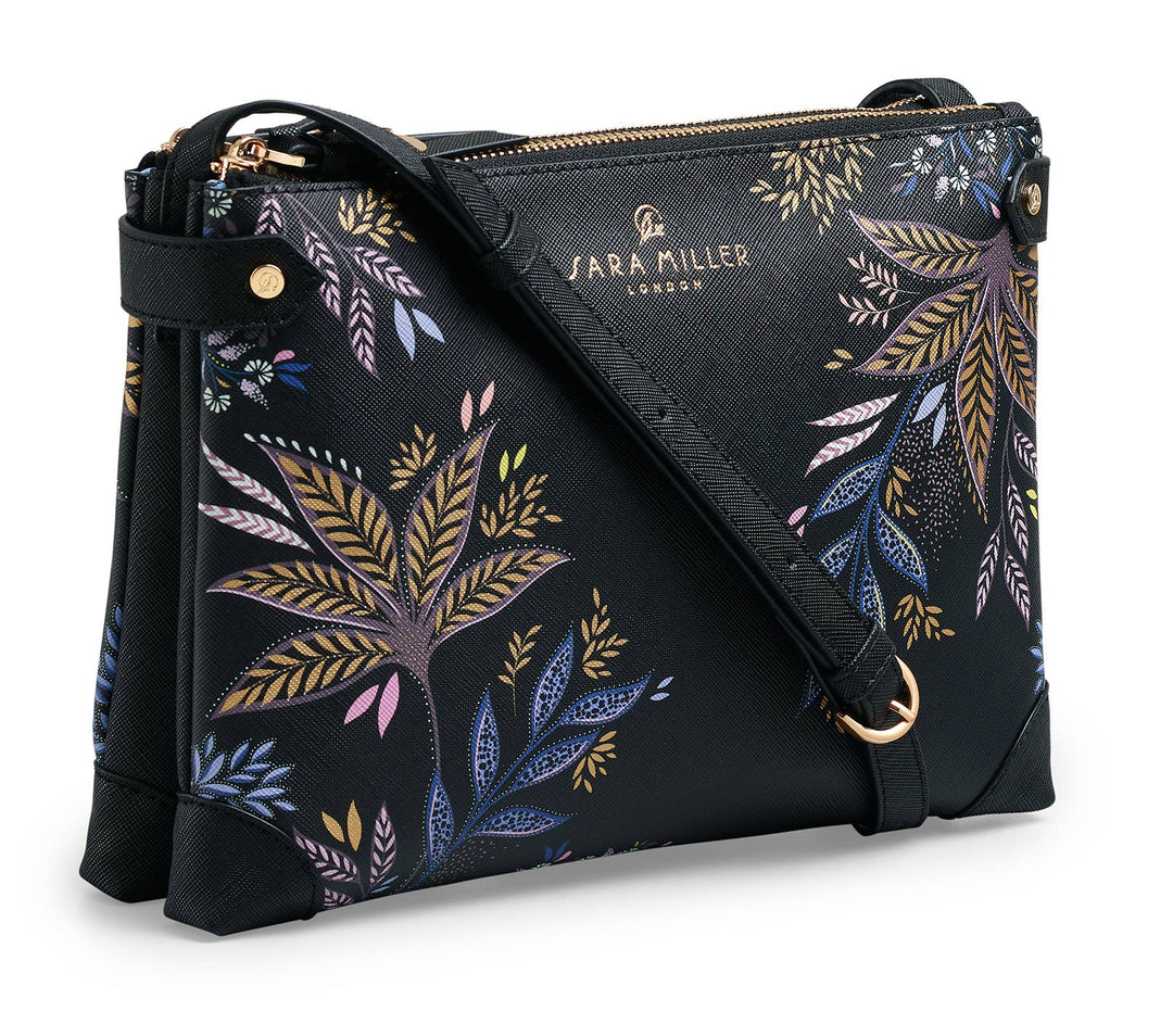 Sara Miller Zip Crossbody Black Botanic