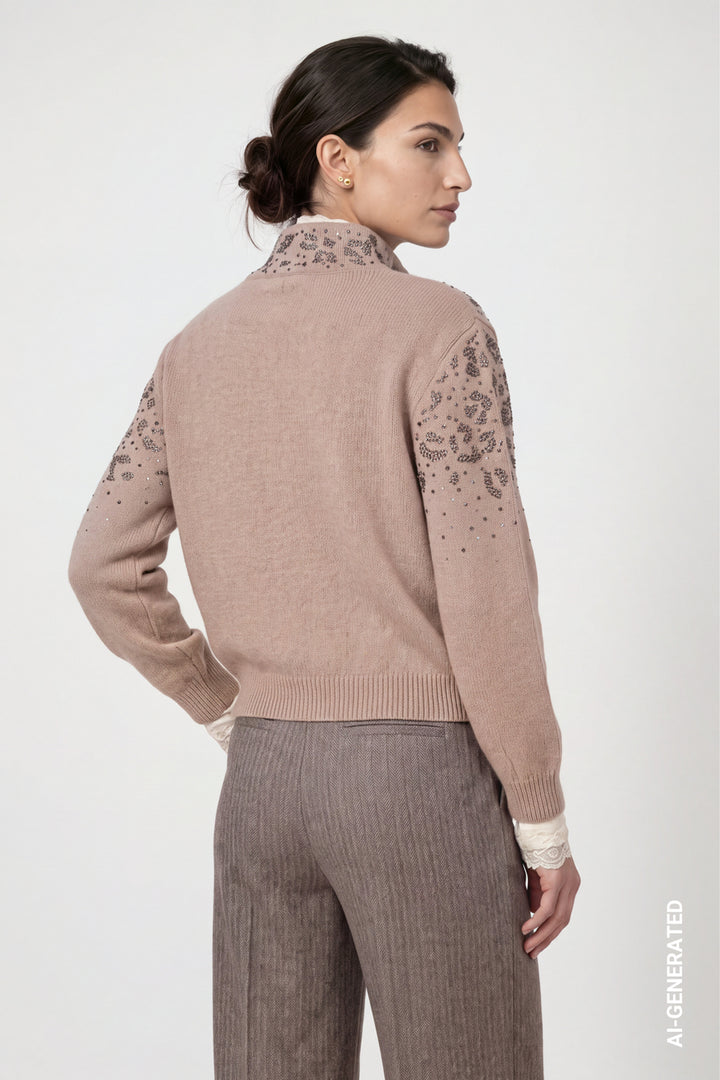 Monari Rhinestone Zip Up Cardigan | Sesame