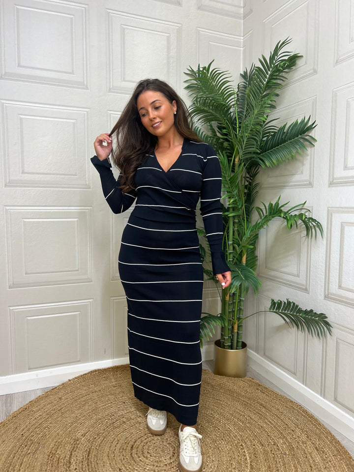 French Connection Ottie Knitted Stripe Maxi Dress