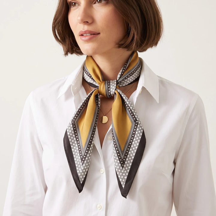 Elie Beaumont Silk Foulard | Mustard &amp; Black Alcazar