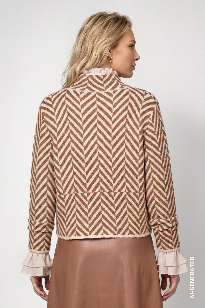 Monari Knitted Herringbone Tiramisu Jumper