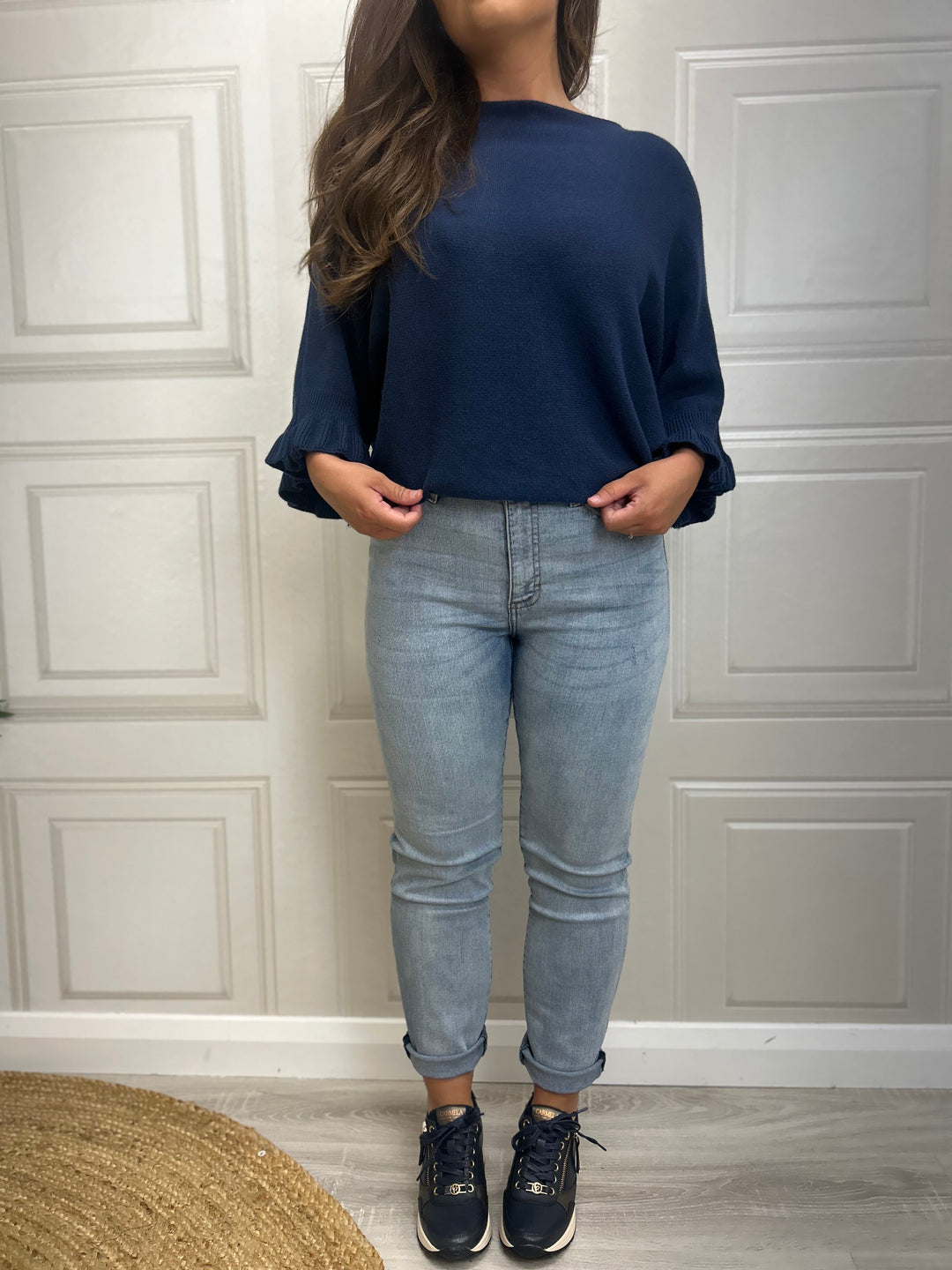 French Connection Stretch Cigarette Ankle Bleach Wash Denim