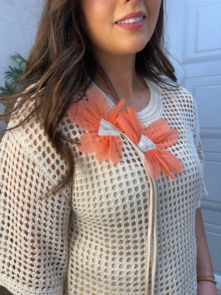 Salsa Combined Sweater With Orange Flower