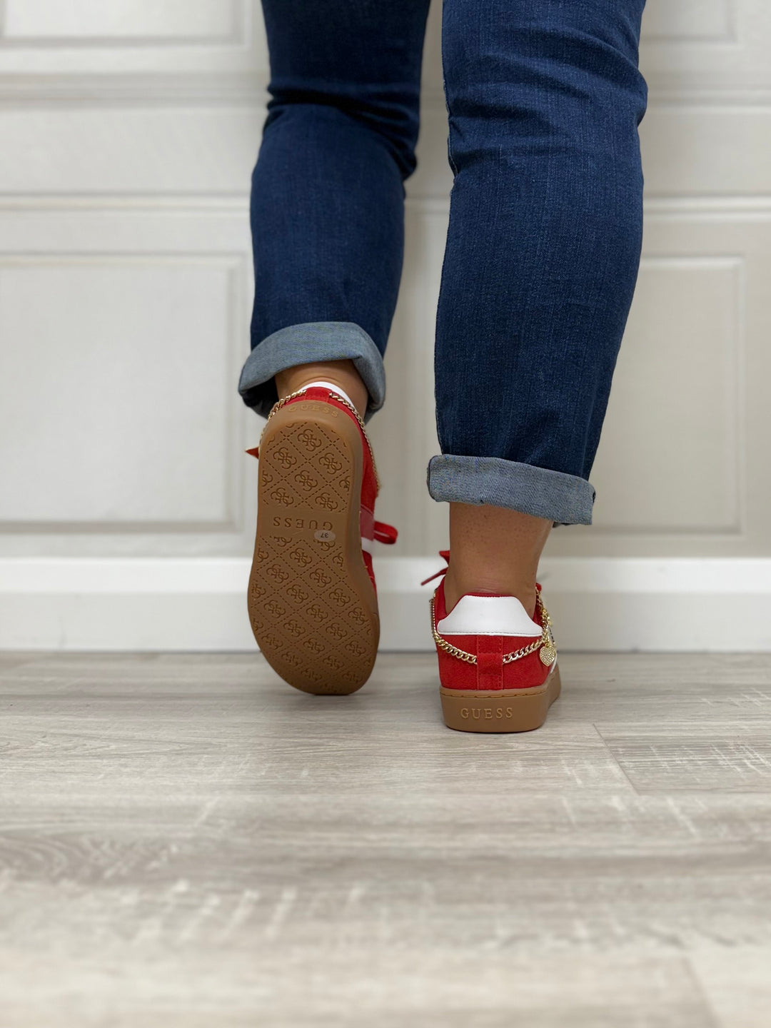 Guess Naoko Leather-Blend Red Sneaker
