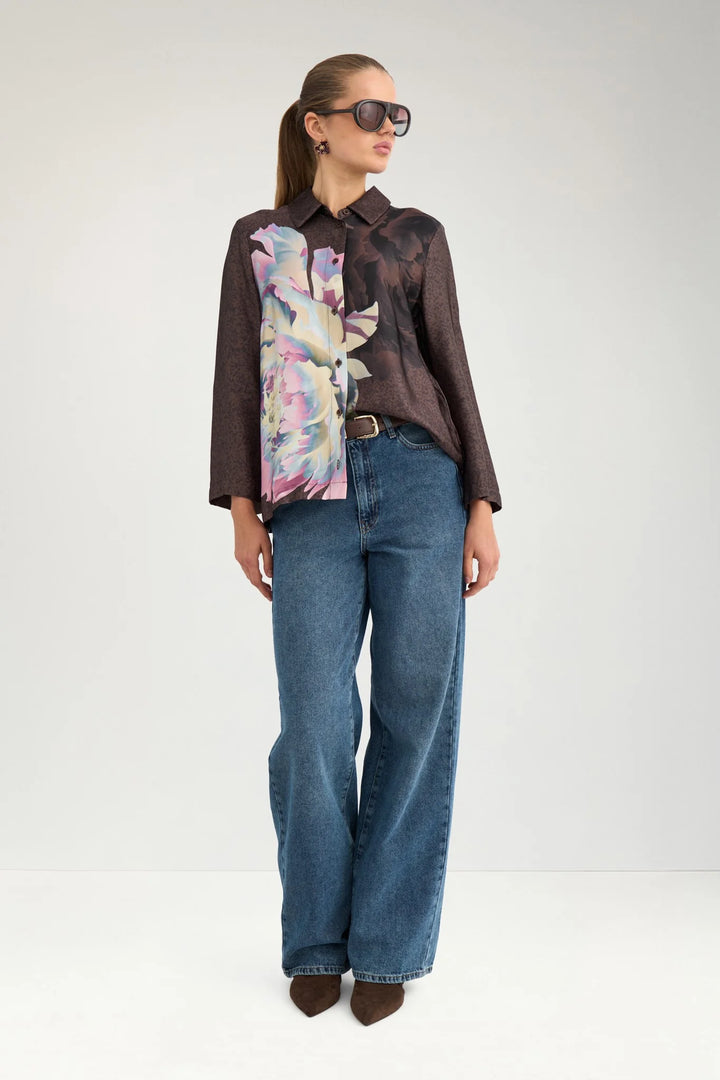 Numph Nucrisa Boxy Shirt | Black Coffee