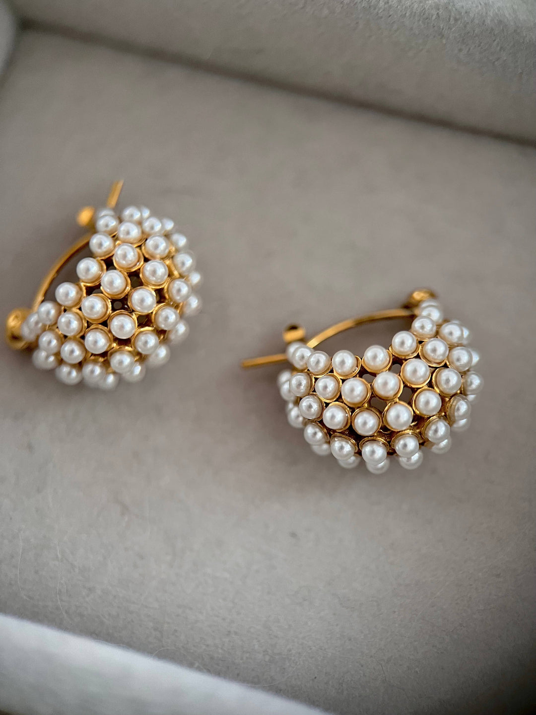 Pearl Chubby Hoops 18k Gold Plated Waterproof Summer