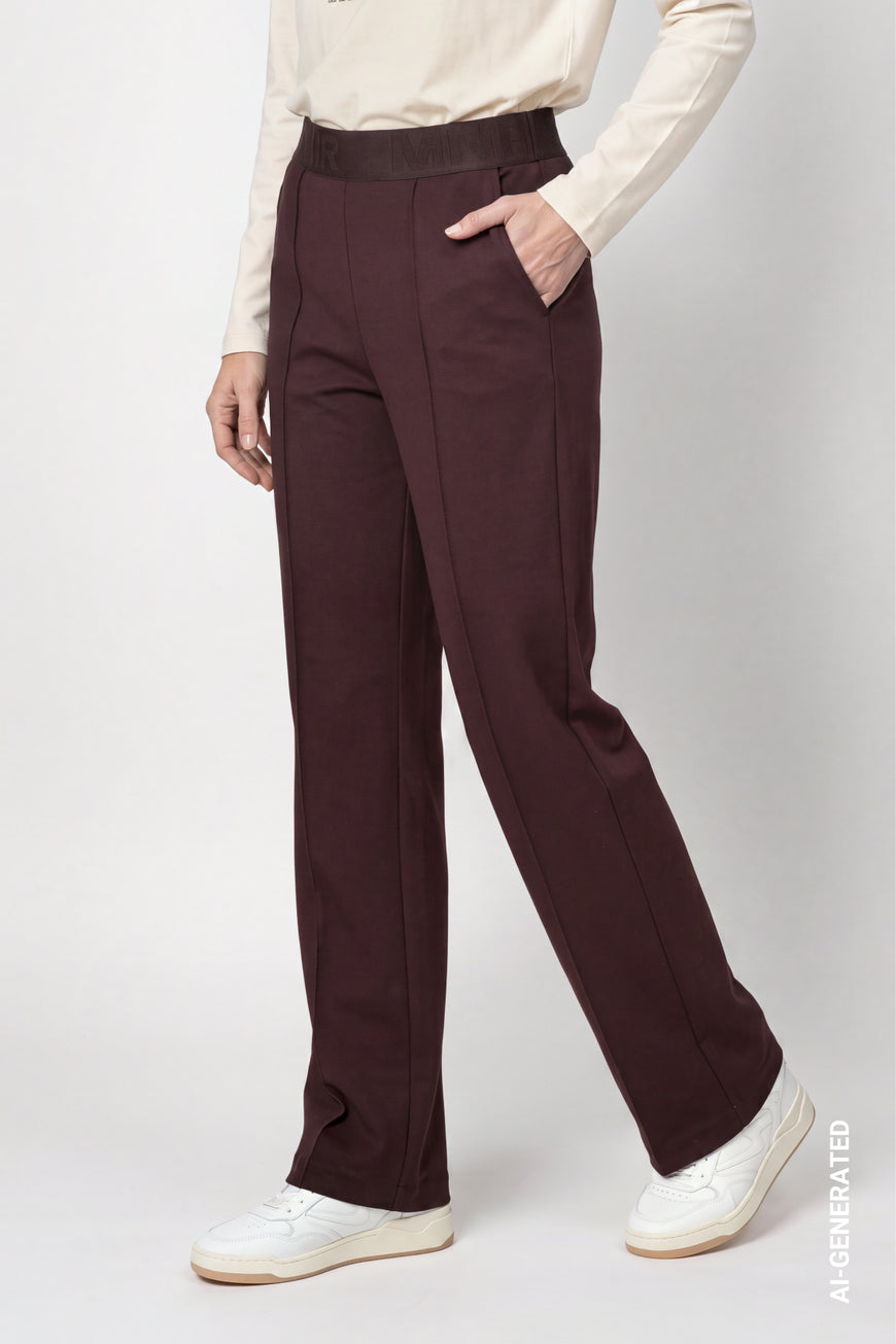 Monari Elastic Lettering Band Pants | Black Coffee