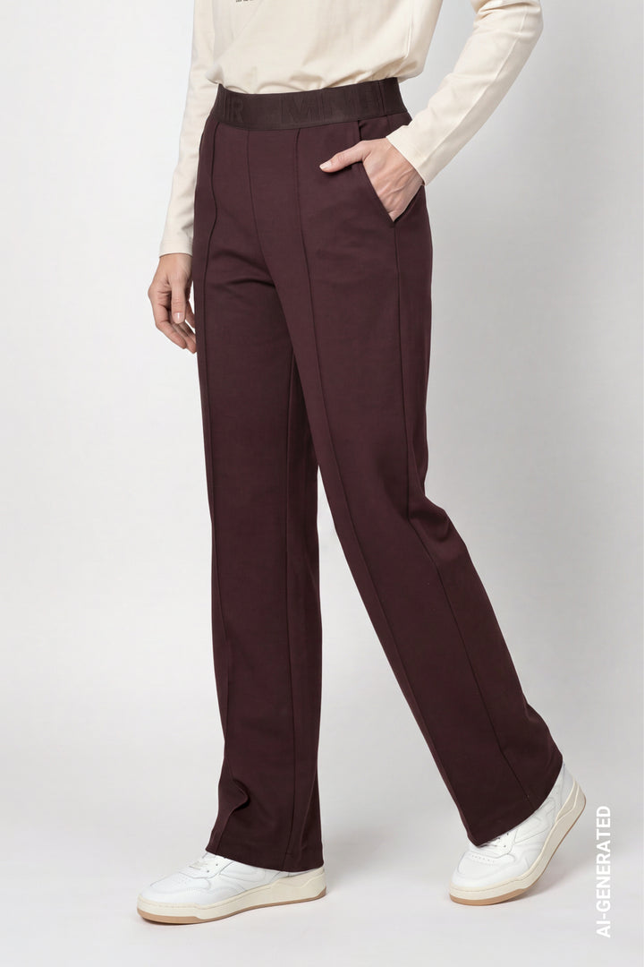 Monari Elastic Lettering Band Pants | Black Coffee