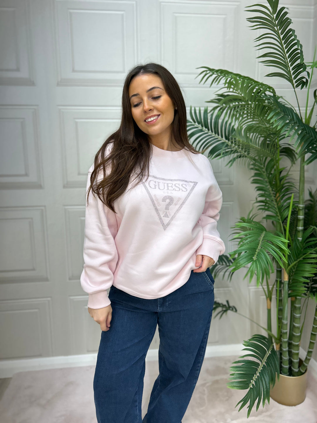 Guess Triangle Studs Pale Pink Sweatshirt