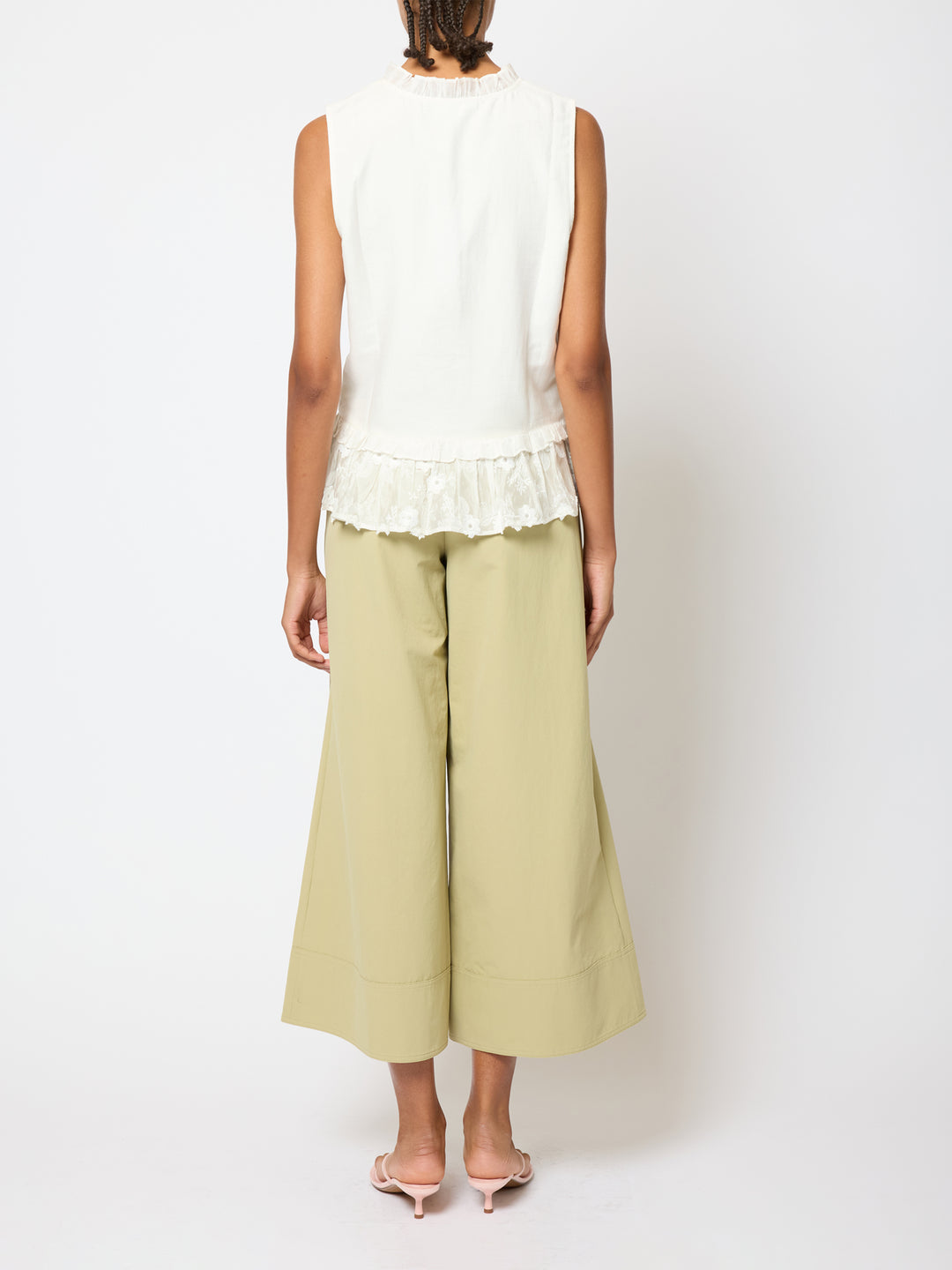French Connection Vani Peplum Top | Linen White