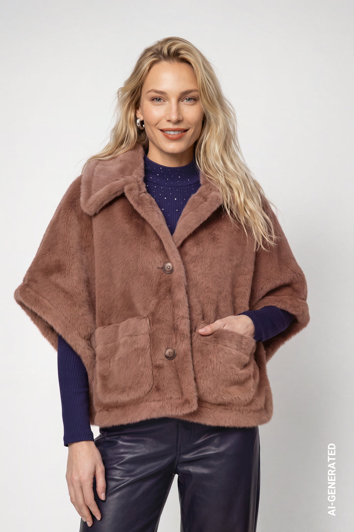 Monari Reversible Faux Fur Jacket | Tiramisu