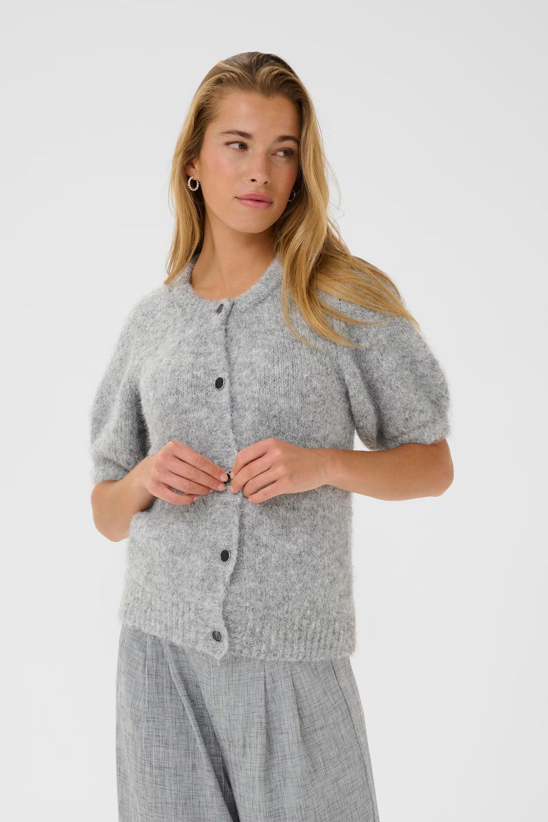 Kaffe Kaemilie Evi Grey Melange Cardigan