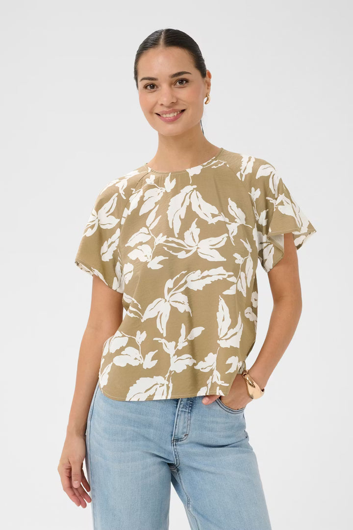 Kaffe Kamarlo Oak Chalk Leaves Blouse
