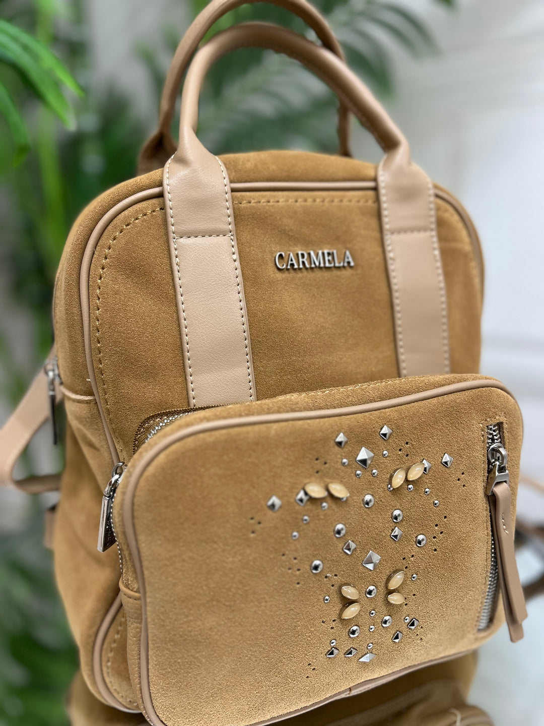Carmela B. Serr. Camel Suede Backpack | 186206
