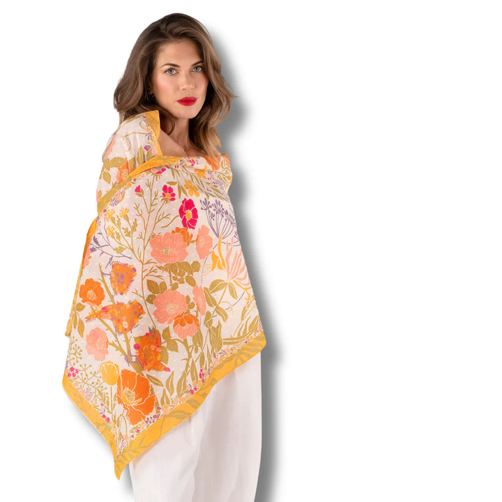 Powder Cotton Scarf | Birds In Bloom