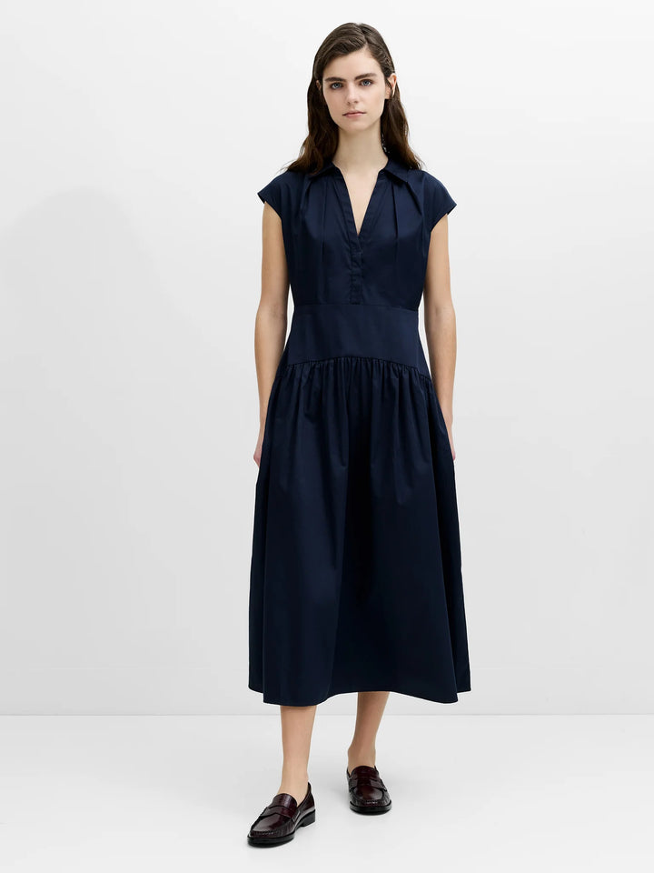 French Connection Alexis Poplin New Navy Midi Dress