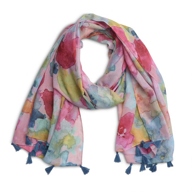 Cambridge Mirage Recycled Watercolour Tassle Scarf