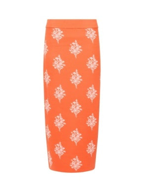 French Connection Imelda Ditsy Floral Midi Skirt | Paradise Orange