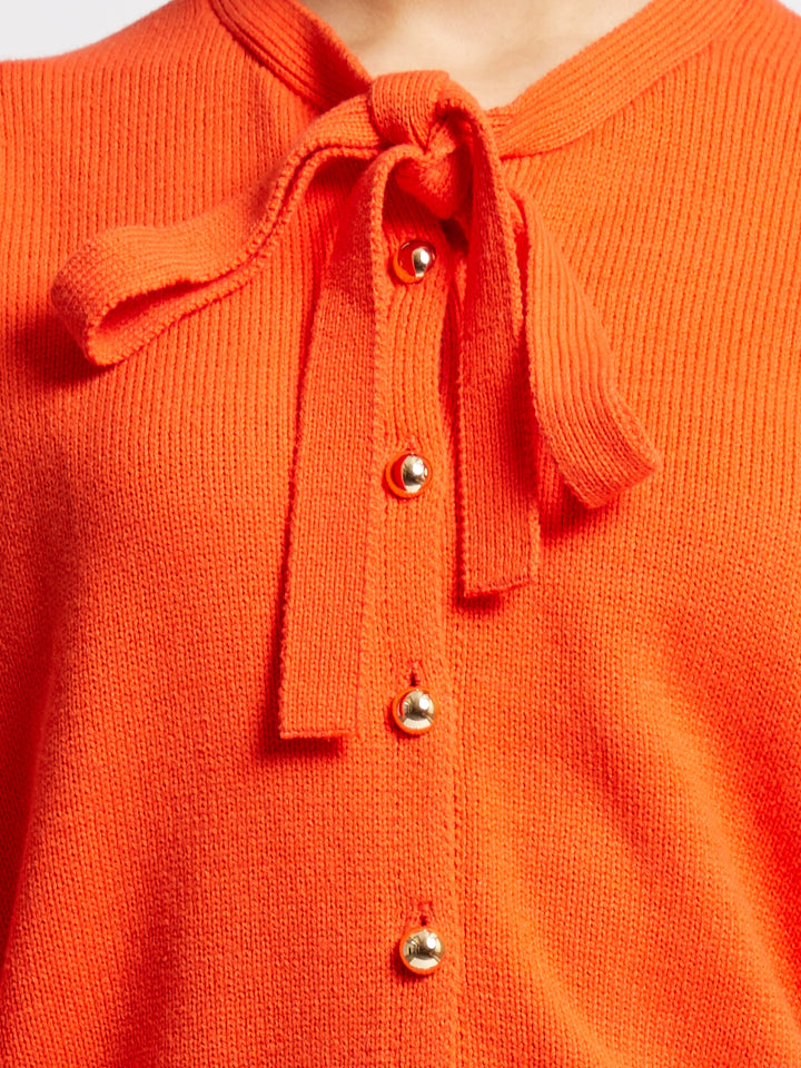 French Connection Varli Long Sleeve Tie Neck Cardigan