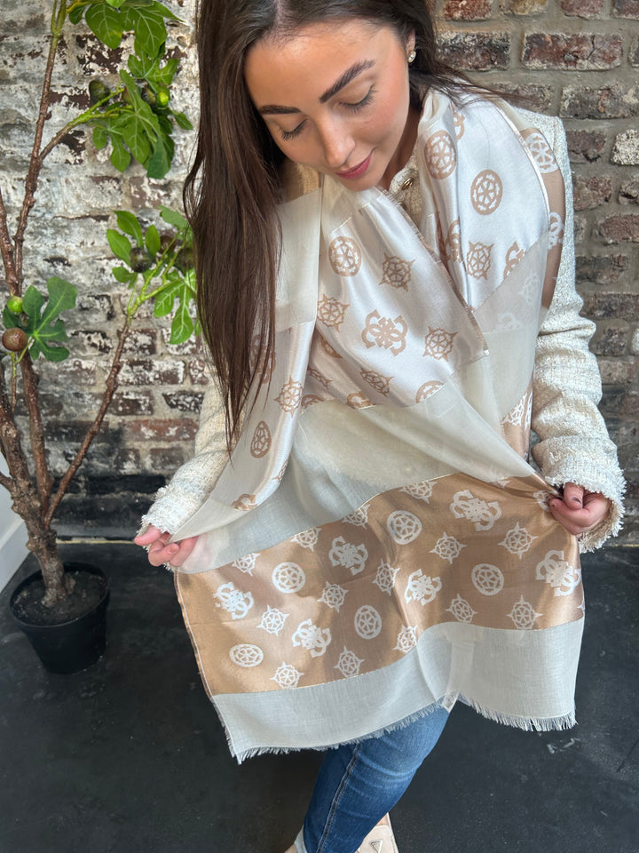 Guess Peony Logo Scarf Beige