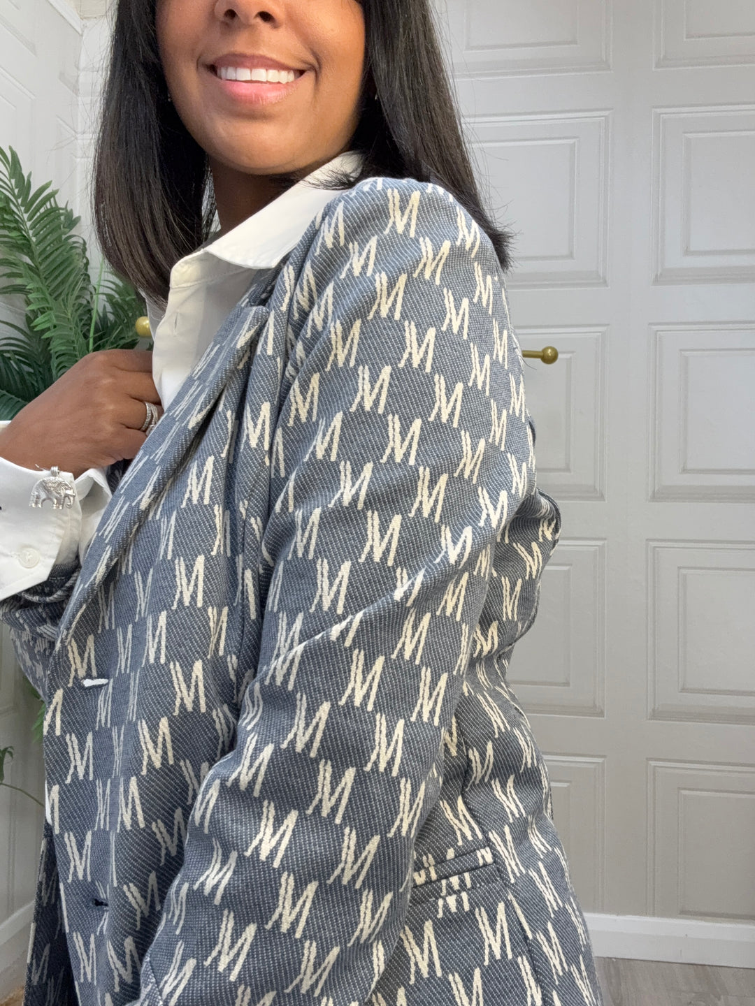 Costa Mani Watson Denim Letters Blazer