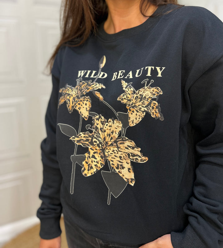 Wild Beauty Crew Neck Sweatshirt Black