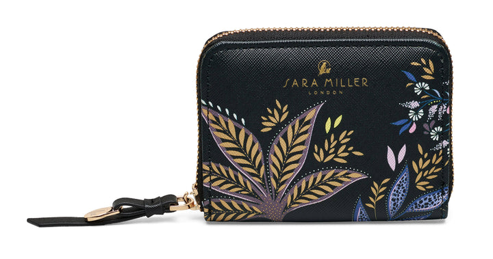 Sara Miller Zip Purse: Black Botanic / Small