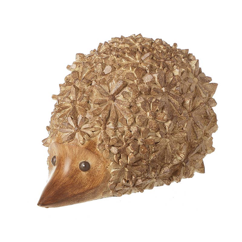Autumn-WOOD FINISH RESIN HEDGEHOG DECORATION
