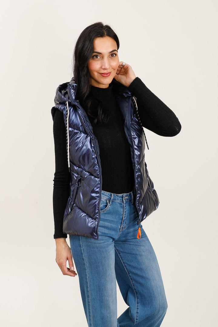Roya Sleeveless Jacket Navy Blue