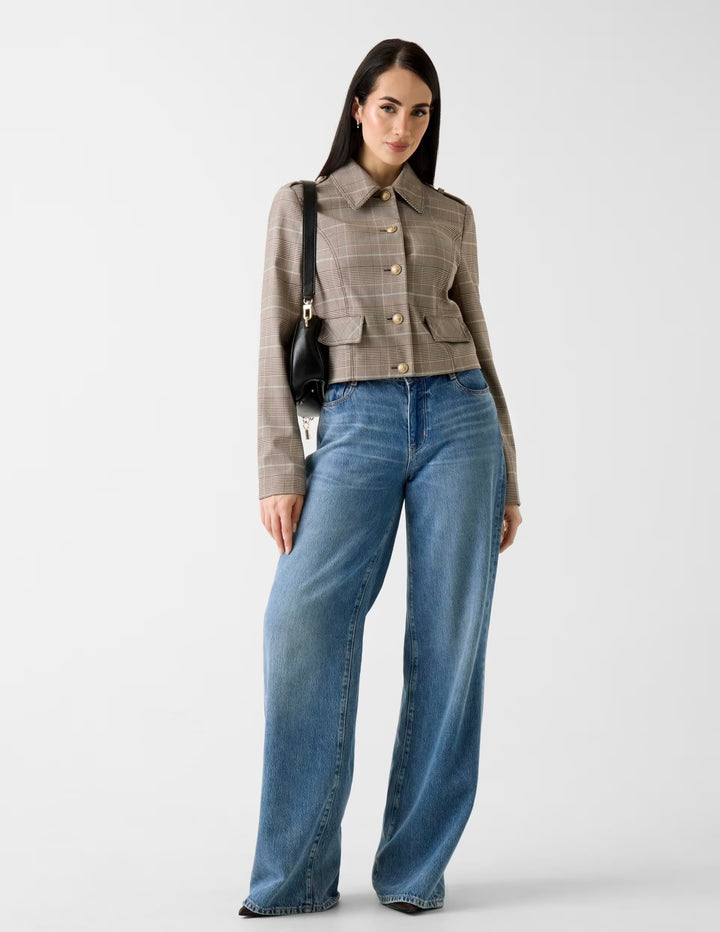 Guess Checked Jacket Beige Blue