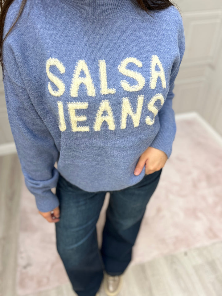Salsa Blue Knit Branded Sweater