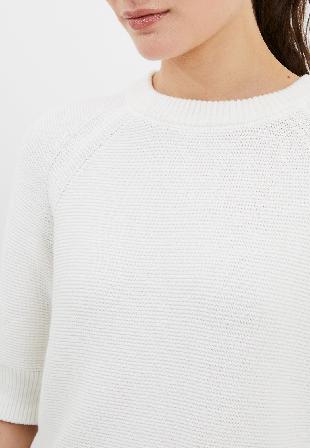 French Connection Lily Mozart Short Sleeve Summer White Jumper