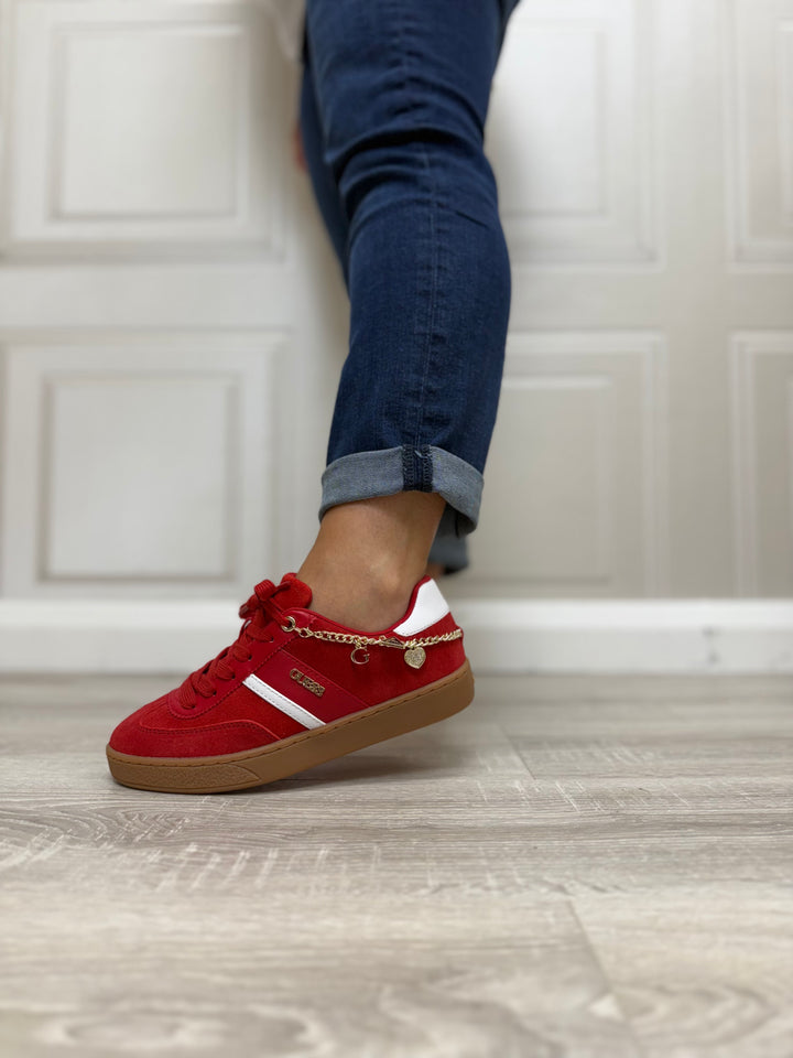Guess Naoko Leather-Blend Red Sneaker