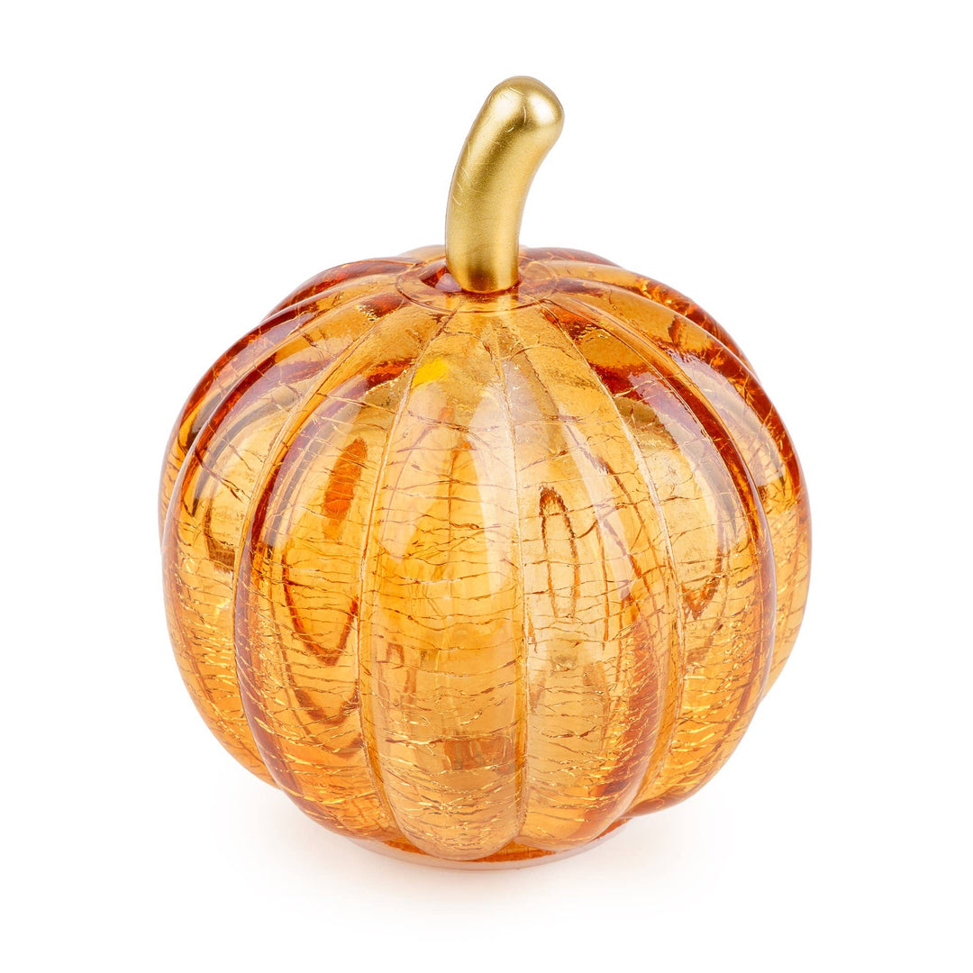 Small LED Glass Pumpkin - Orange