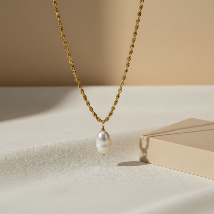 Pearl Rope Necklace Gold Plated PVD Waterproof Chain Jewelry