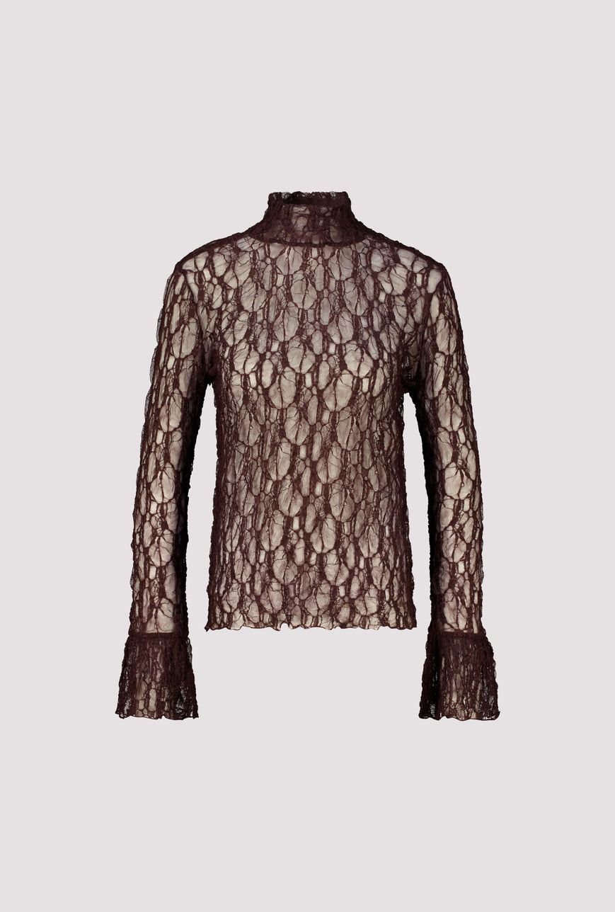 Monari Lace Long Sleeve Top |Dark Brown