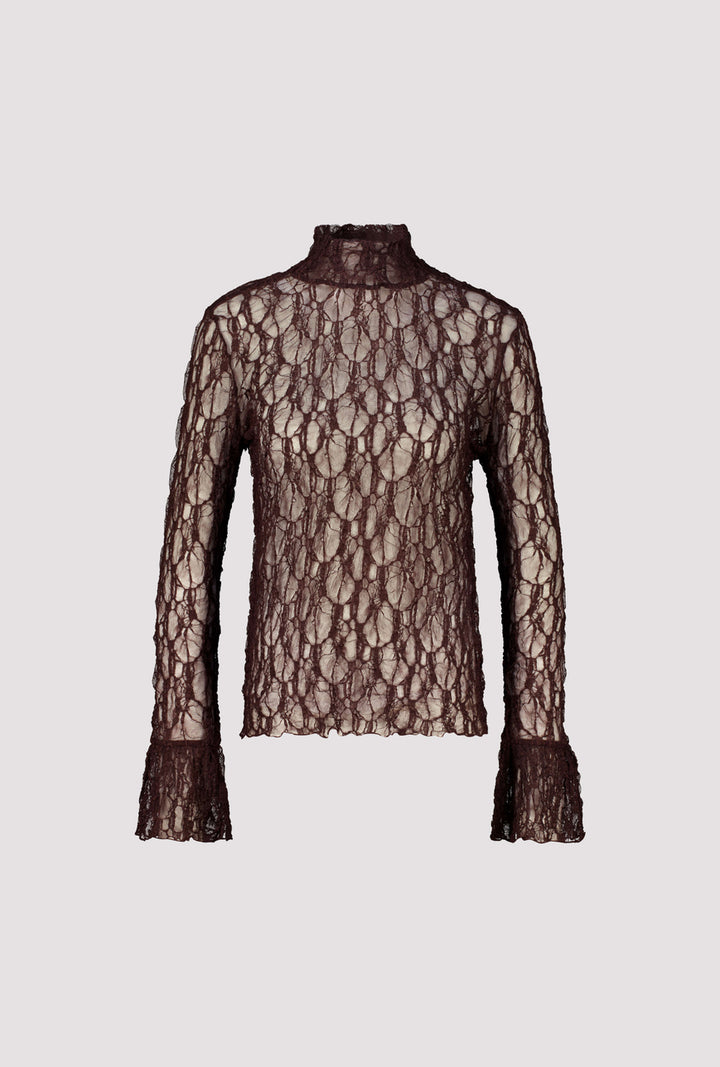 Monari Lace Long Sleeve Top |Dark Brown