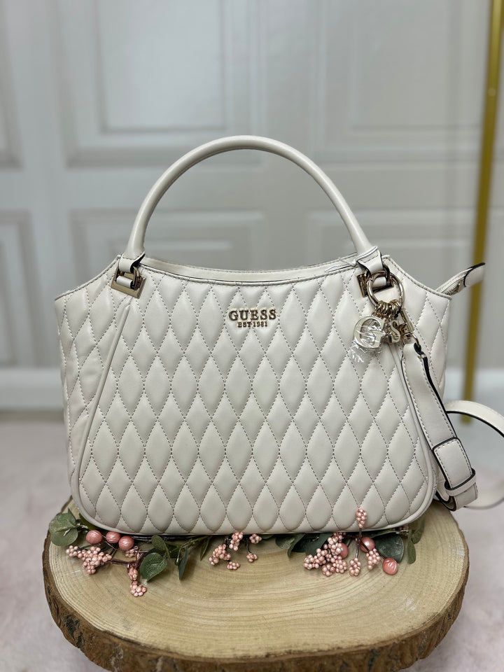 Guess Valla Quilted Shopper Bone Bag
